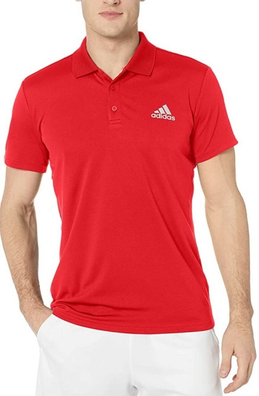 Adidas Men's Red Polo - Stay Dry & Cool on the Court!